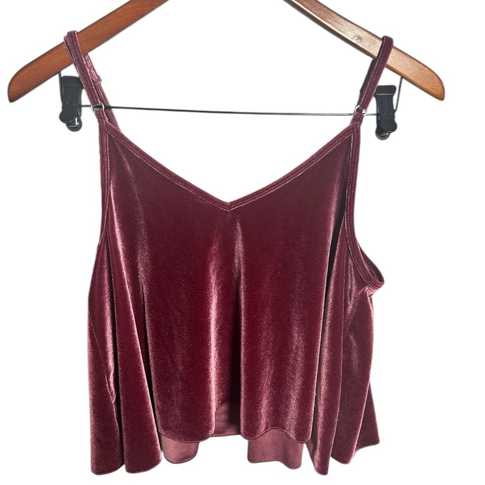PINK Victoria's Secret Burgundy Velvet Camisole M - Picture 2 of 5